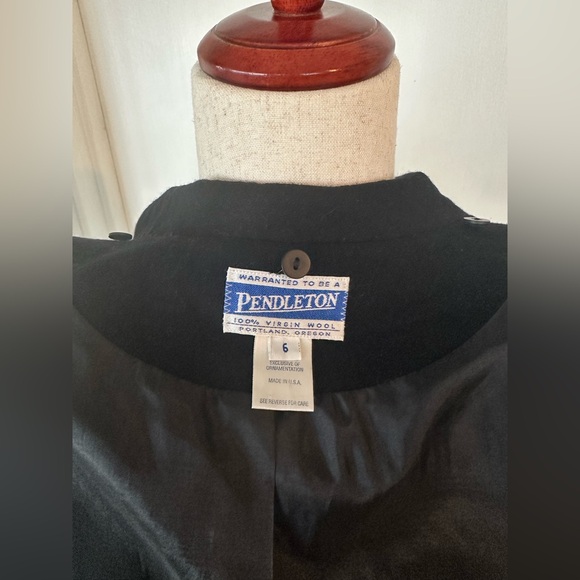 Pendleton Vintage 100% Wool Classic Black Women's Button Up Blazer Jacket 6 - Picture 6 of 7